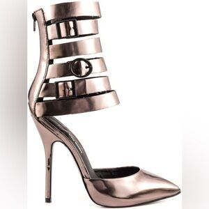NEW Steve Madden X Keyshia Cole Damas Pewter Gladiator Buckled Heels Size 7.5